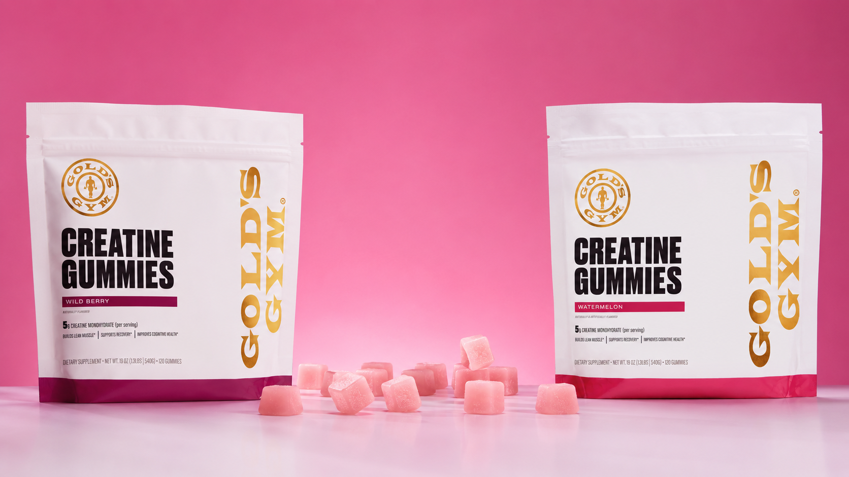 Gold's Gym Wild Berry and Watermelon creatine gummies